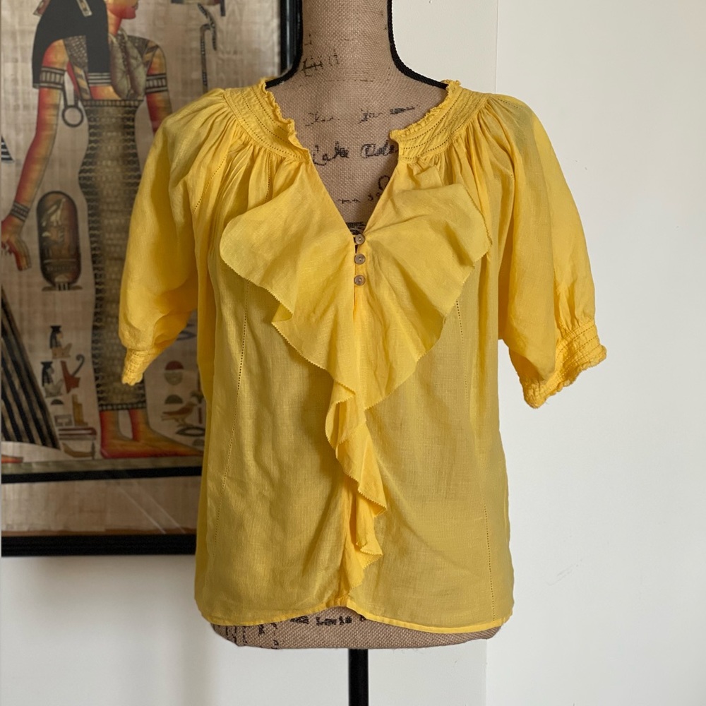 Diane Von Furstenberg yellow cotton blouse size 2